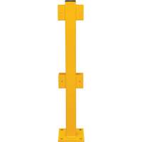 Poteau en ligne pour garde-corps l&eacute;gers, Acier, 42" h, Jaune s&eacute;curit&eacute; OSHA Trail Hammer and Bolt