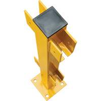 Poteau en ligne pour garde-corps l&eacute;gers, Acier, 42" h, Jaune s&eacute;curit&eacute; OSHA Trail Hammer and Bolt