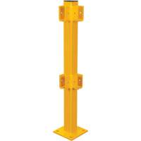 Poteau de coin pour garde-corps l&eacute;gers, Acier, 42" h, Jaune s&eacute;curit&eacute; OSHA Trail Hammer and Bolt