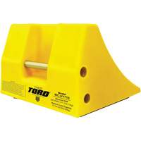 Cale-roue pour &eacute;quipement lourd de 70 tonnes avec poign&eacute;e, Ur&eacute;thane, Jaune Trail Hammer and Bolt