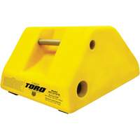 Cale-roue pour &eacute;quipement lourd de 255 tonnes avec poign&eacute;e et trou, Ur&eacute;thane, Jaune Trail Hammer and Bolt