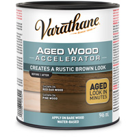 Varathane&reg; Aged Wood Accelerator, 946 ml, Rustic Brown Trail Hammer and Bolt