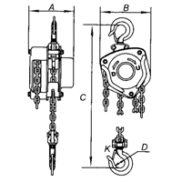 Palan &agrave; chaîne, Lev&eacute;e 10', Capacit&eacute; 1000 lb, Chaîne Acier alli&eacute; Trail Hammer and Bolt
