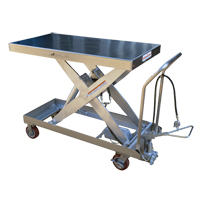 Table &eacute;l&eacute;vatrice &agrave; ciseaux hydraulique pneumatique, Acier inoxydable, 47-1/2" lo x 24" la, Cap. 2000 lb Trail Hammer and Bolt