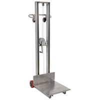 Platform Lift Stacker, Hand Winch Operated, 400 lbs. Capacity, 58" Max Lift Trail Hammer and Bolt