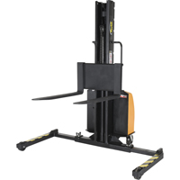 Narrow Mast Powered Lift Stacker, Electric Operated, 1500 lbs. Capacity, 63" Max Lift Trail Hammer and Bolt