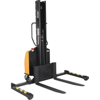 Narrow Mast Powered Lift Stacker, Electric Operated, 1500 lbs. Capacity, 63" Max Lift Trail Hammer and Bolt