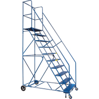 Escabeau roulant certifi&eacute; par la CSA avec pied verrouillable, 10 marches, Largeur de la marche 30", Hauteur de la plateforme 89", Acier Trail Hammer and Bolt