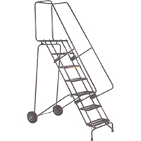 Fold-N-Store Rolling Ladders, 7 Steps, Perforated, 70" High Trail Hammer and Bolt