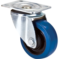 Roulette bleue, Pivotant, 4" (101,6 mm), Caoutchouc, 350 lb (158,8 kg) Trail Hammer and Bolt