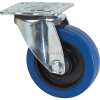 Roulette bleue, Pivotant, 5" (127 mm), Caoutchouc, 400 lb (181 kg) Trail Hammer and Bolt