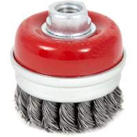 High-Performance Knot Banded Cup Brush, 3" Dia. x 5/8"-11 Arbor Trail Hammer and Bolt
