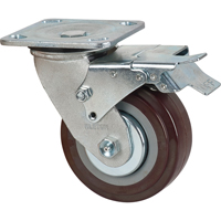 Roulette, Pivotant avec frein, 5" (127 mm), Polyur&eacute;thane, 650 lb (294 kg) Trail Hammer and Bolt