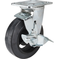 Roulette moul&eacute;, Pivotant avec frein, 6" (152,4 mm), Caoutchouc, 550 lb (249 kg) Trail Hammer and Bolt