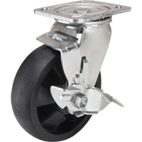 Roulettes haute temp&eacute;rature, Pivotant avec frein, 6" (152,4 mm), Nylon, 880 lb (399 kg) Trail Hammer and Bolt