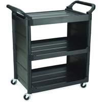 Bussing Cart with End Panels, 3 Tiers, 18-5/8" x 36-5/8" x 33-5/8", 150 lbs. Capacity Trail Hammer and Bolt