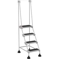 Stop-Step Ladders, 4 Steps, 16" Step Width, 38-3/16" Platform Height, Steel Trail Hammer and Bolt