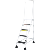Light-Duty Stop-Step Ladders, 5 Steps, 16" Step Width, 47-11/16" Platform Height, Steel Trail Hammer and Bolt