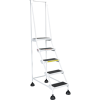 Light-Duty Stop-Step Ladders, 5 Steps, 16" Step Width, 47-11/16" Platform Height, Steel Trail Hammer and Bolt