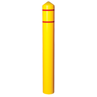 Smooth Bollard Cover With Reflective Stripes, 4" Dia. x 56" L, Yellow Trail Hammer and Bolt