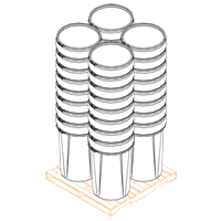 Baril emboîtable en poly&eacute;thyl&egrave;ne, 55 gal. US (45 gal. imp.), Dessus ouvert, Jaune Trail Hammer and Bolt