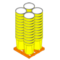 Baril emboîtable en poly&eacute;thyl&egrave;ne, 30 gal. US (25 gal. imp.), Dessus ouvert, Jaune Trail Hammer and Bolt