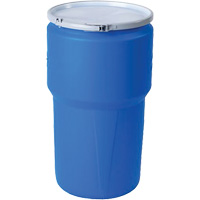 Baril emboîtable en poly&eacute;thyl&egrave;ne, 14 gal. US (11,7 gal. imp.), Dessus ouvert, Bleu Trail Hammer and Bolt
