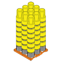 Baril emboîtable en poly&eacute;thyl&egrave;ne, 14 gal. US (11,7 gal. imp.), Dessus ouvert, Jaune Trail Hammer and Bolt