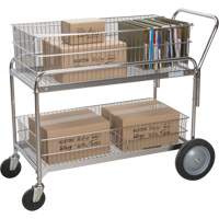 Chariot de bureau en treillis m&eacute;tallique pour le courrier, 250 lb Capacit&eacute;, Chrome, 23" p x 42" la x 38" h, Chrom&eacute; Trail Hammer and Bolt