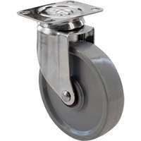 Roulette 2309, Pivotant, 5" (127 mm), Gris Envirothane, 350 lb (158,8 kg) Trail Hammer and Bolt