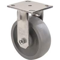 Roulette Max9, Fixe avec frein, 6" (152,4 mm), Gris-WOW Envirothane, 1100 lb (498,95 kg) Trail Hammer and Bolt