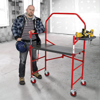 Buildman Portable Scaffold, 40-5/8" D x 4' H Trail Hammer and Bolt