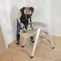 Portable Work-Stand Saw Horse, Aluminum Frame, 12-1/4" D x 36" H Trail Hammer and Bolt