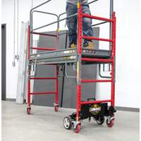 Complete Motorized Buildman 6' Baker Scaffold Kit, 31" D x 118-3/4" H Trail Hammer and Bolt