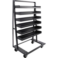 Single-Sided Heavy Duty A-Frame Cart with 6 Lipped Trays, 38" x 25" x 63", 2500 lbs. Capacity Trail Hammer and Bolt