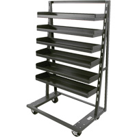 Single-Sided Heavy Duty A-Frame Cart with 6 Lipped Trays, 38" x 25" x 63", 2500 lbs. Capacity Trail Hammer and Bolt