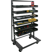 Single-Sided Heavy Duty A-Frame Cart with 6 Lipped Trays, 38" x 25" x 63", 2500 lbs. Capacity Trail Hammer and Bolt