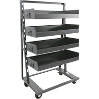 Single-Sided Heavy Duty A-Frame Cart with 4 Large Lipped Trays, 38" x 25" x 63", 2500 lbs. Capacity Trail Hammer and Bolt