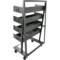 Single-Sided Heavy Duty A-Frame Cart with 4 Large Lipped Trays, 38" x 25" x 63", 2500 lbs. Capacity Trail Hammer and Bolt