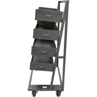 Single-Sided Heavy Duty A-Frame Cart with 4 Large Lipped Trays, 38" x 25" x 63", 2500 lbs. Capacity Trail Hammer and Bolt