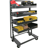 Single-Sided Heavy Duty A-Frame Cart with 4 Large Lipped Trays, 38" x 25" x 63", 2500 lbs. Capacity Trail Hammer and Bolt