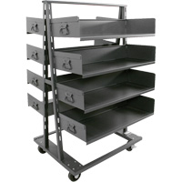 Double-Sided Heavy Duty A-Frame Cart with 8 Large Trays, 38" x 30" x 63", 2500 lbs. Capacity Trail Hammer and Bolt