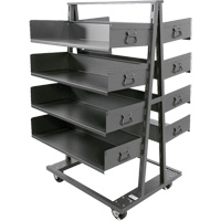 Double-Sided Heavy Duty A-Frame Cart with 8 Large Trays, 38" x 30" x 63", 2500 lbs. Capacity Trail Hammer and Bolt