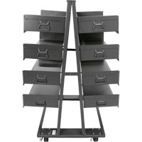 Double-Sided Heavy Duty A-Frame Cart with 8 Large Trays, 38" x 30" x 63", 2500 lbs. Capacity Trail Hammer and Bolt