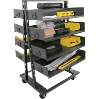 Double-Sided Heavy Duty A-Frame Cart with 8 Large Trays, 38" x 30" x 63", 2500 lbs. Capacity Trail Hammer and Bolt