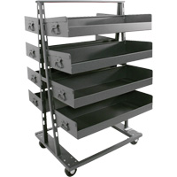 Double-Sided Heavy Duty A-Frame Cart with 8 Large Lipped Trays, 38" x 30" x 63", 2500 lbs. Capacity Trail Hammer and Bolt