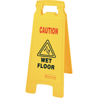 "Wet Floor" Safety Signs, English with Pictogram Trail Hammer and Bolt