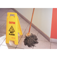 "Wet Floor" Safety Signs, English with Pictogram Trail Hammer and Bolt