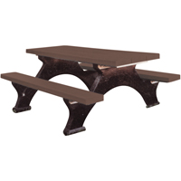 Recycled Plastic Picnic Tables, 6' L x 62-1/4" W, Brown Trail Hammer and Bolt