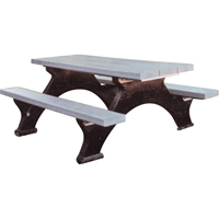 Recycled Plastic Picnic Tables, 8' L x 62-1/4" W, Grey Trail Hammer and Bolt